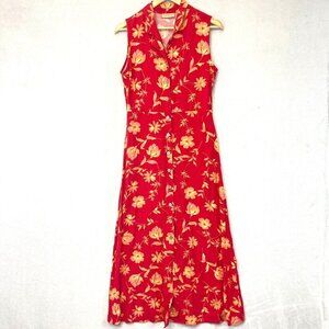 Original Island Sport Button Up Maxi Dress 6 Tropical Floral Hawaiian Resort